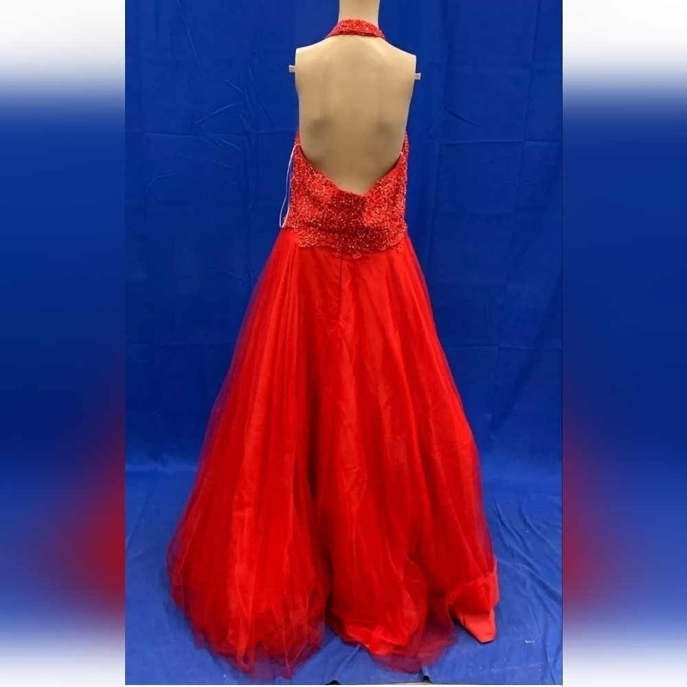 NOX Anabel Floral Lace Sequin Halter Dress Large - Picture 4 of 5